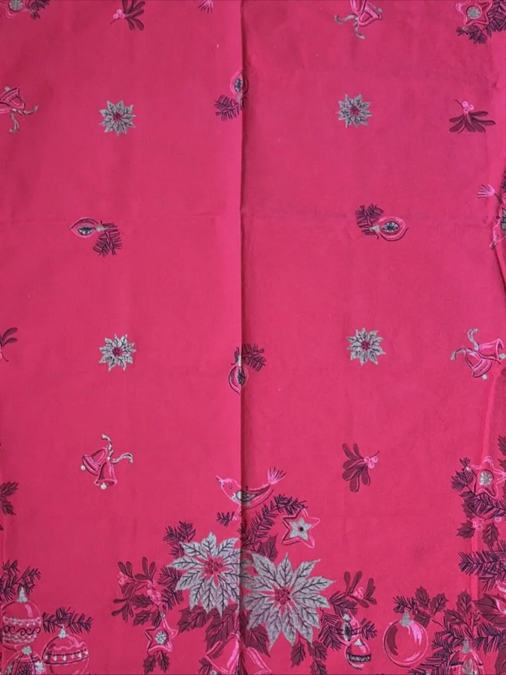 Vintage Christmas Tablecloth Square 46X46
